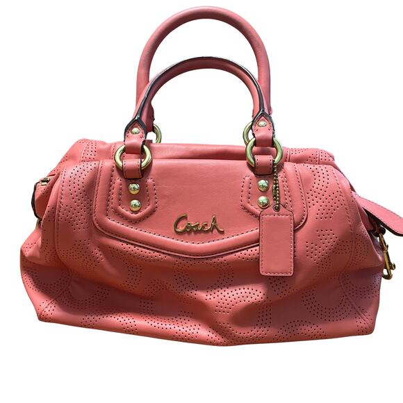 Coach Handbags - 2013 Coach Ashley Coral Shoulder Bag Excellent Used Condition